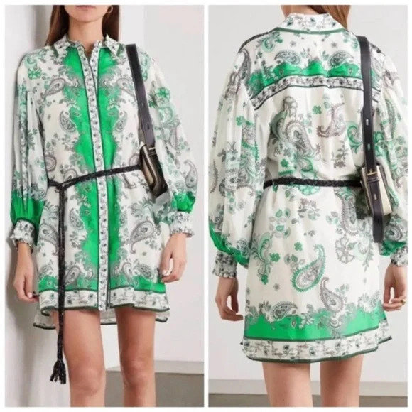 Alice and Olivia Oralia Printed Belted Dress - size 6 - NWT - Picture 1 of 9